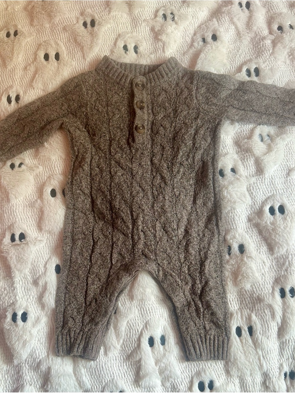 So soft cable knit one piece 0-3 mos boys